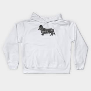 Basset Hound Dog black and white Kids Hoodie